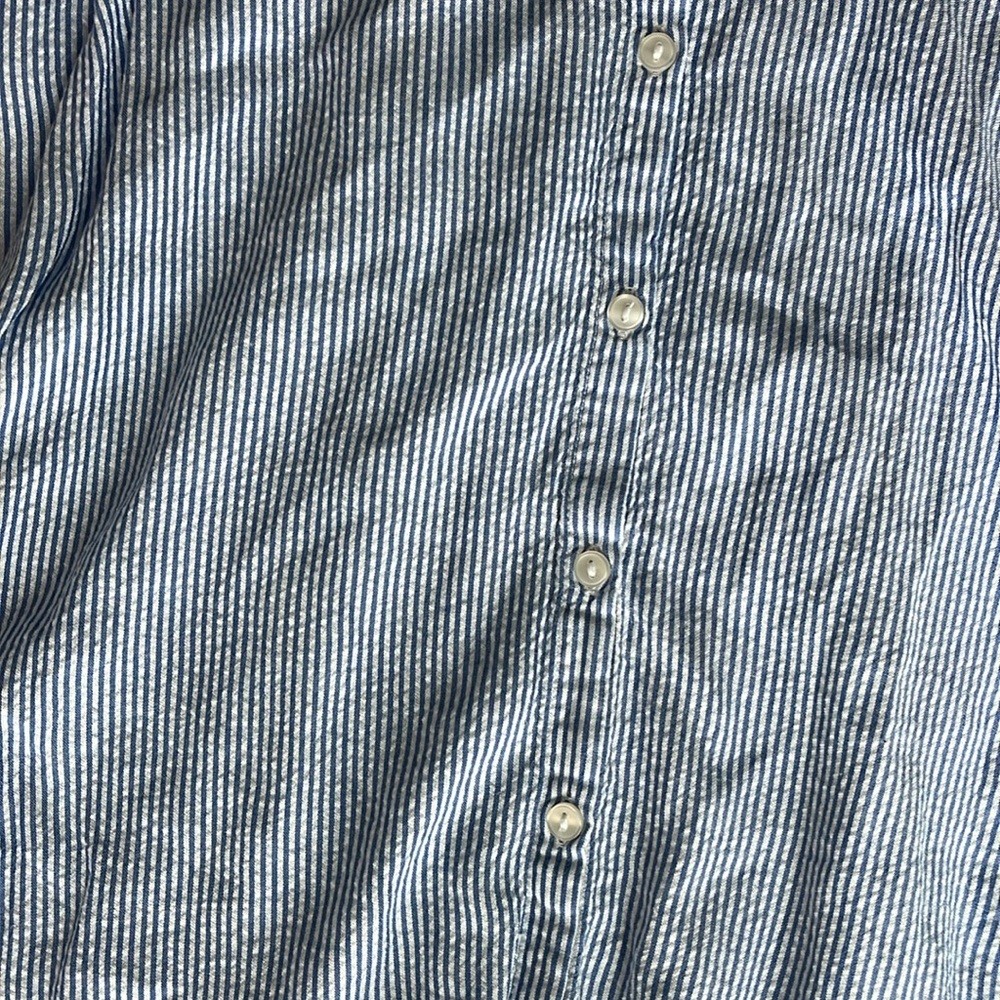 Flowy Striped Collared Button Down Blouse In Blue… - image 2